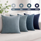 MIULEE Summer Throw Pillow Covers 18x18 Inch Set of 4 Western Neutral Decorative Cushion Covers Soft Boho Farmhouse Modern Coastal Spring Decor for Couch Bed Sofa Living Room Dark Blue Navy Series