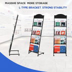 LIWSHWZ Brochure Display Stand,4-Tier Magazine Rack,Floor-Standing Magazine Literature Display Stand with Wheels,High-hardness metal,for Shop Exhibitions Office