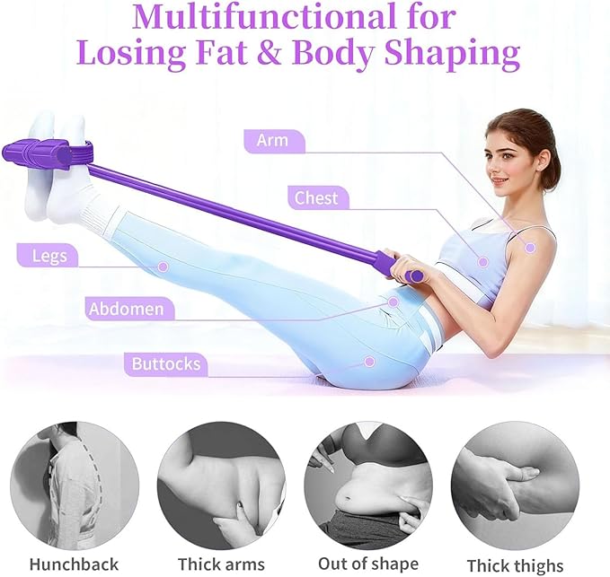 Pedal Resistance Band with Handle, 6-Tube Foot Pedal Resistance Band for Home Workout, Multifunction Pedal Puller Resistance Band for Abdomen, Waist, Arms & Legs