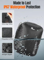 Vacuum Bags for Travel with Wireless Pump, 180° Open Zipper, IP67 Waterproof, Reusable Space Saver Compression Bags for Backpack, Suitcase, Home Storage(3 Pack + Pump)