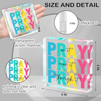 Multicolor Dorm Room Decor for Women, Office Decor for Women, Christian Gifts Desk Bedroom Bible Verse, Desk Decorations for Office, Pray on It Over It Through It, 4 x 4 inch