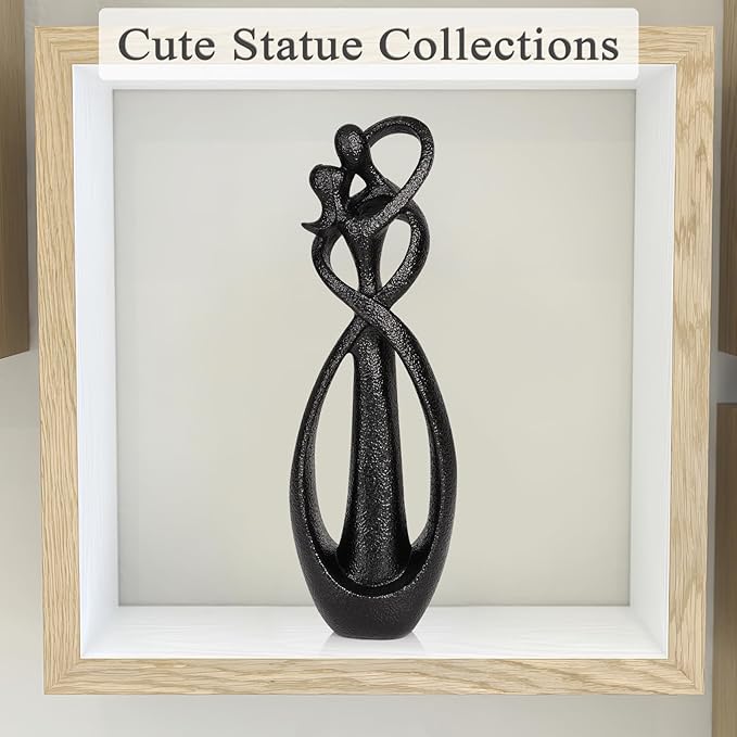 Trycooling Kissing Lovers Statue Abstract Sculpture Resin Statues for Home Decor Modern Home Office Desktop Shelf Bookshelf Decor (Black, Large)