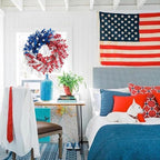 idyllic 4th of July Wreath 22 inch, Patriotic Wreath for Front Door, Red White Blue Leaves Metal Stars Independence Day, Memorial Day Americana Decor