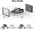 Shoe Storage Box, 15 Pack Clear Plastic Stackable Shoe Organizer for Closet, Interlocking Design for Sneakers, Foldable Shoes Container Rack with Lids, Black