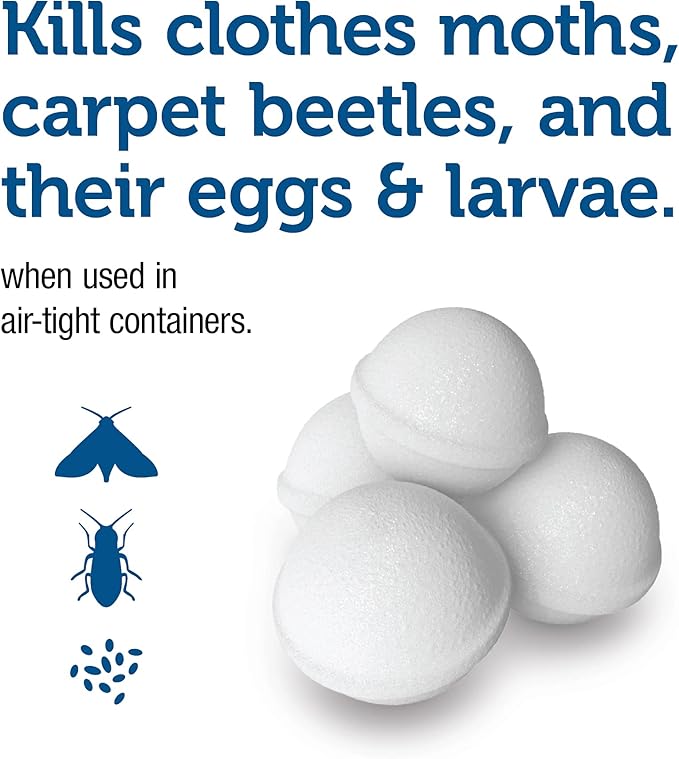 Enoz para Moth Balls with No Clinging Odor, Kills Clothes Moths, Carpet Beetles, Eggs and Larvae (20 oz Bag, 6 Pack)