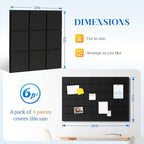 DOLLAR BOSS Felt Cork Board Tiles, 6 Packs 12" x 12" 1/2" Thick Bulletin Board Adhesive Acoustic Panels Soundproof Corkboards for Walls with 60 Pushpins for Home Office Kitchen School, Grid