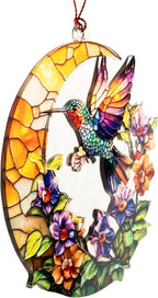 Hummingbird Gifts for Women, for Mom & Grandma from Son Daughter, Hummingbird Ornaments Mom Gift, Moon Ornament Decor for Bird Lovers, Purple Flower Hanging Decor, Home Decorations