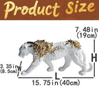 Cheetah Statue White Gold Leopard Sculpture Home Decor Leopard Sculpture Resin Handmade Sitting Suitable for Living Room Table Center Bedroom Gift for Woman Father