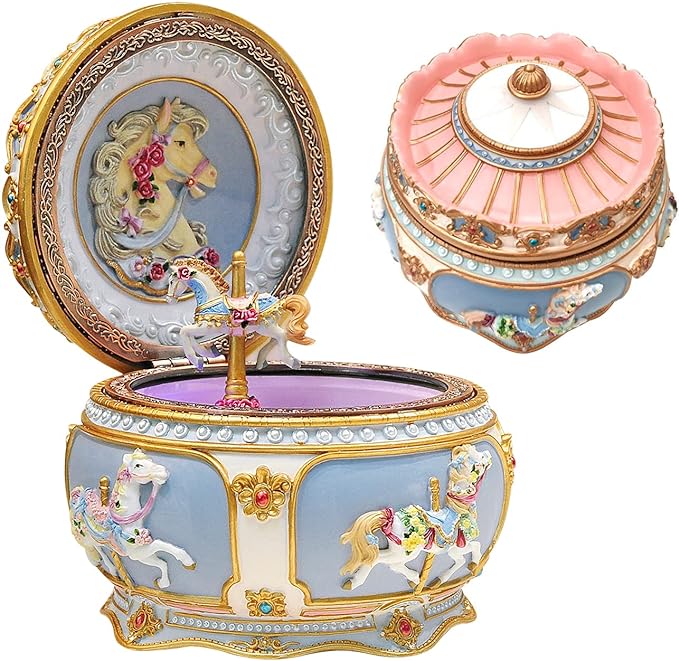 You are My Sunshine Music Box Carousel Horses Unicorn Musical Box with Sankyo 18-Note Wind Up for Kids Girls Christmas Birthday Gifts