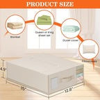 WOWBOX Sheet Organizers and Storage,Closet Bed Sheet Organizer Under Bed Storage and Organization with Label Cards & Clear Window for Bedding Sheets,Duvet Covers,Blankets (10 Pack，Beige)
