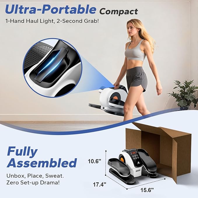 Under Desk Elliptical Machine, Ellipse Leg Exerciser As Seen On Tv While Sitting for Seniors, Pedal Exerciser with 15 Level Adjustable Resistance & 5 Auto Mode Fully Assembled Home Office