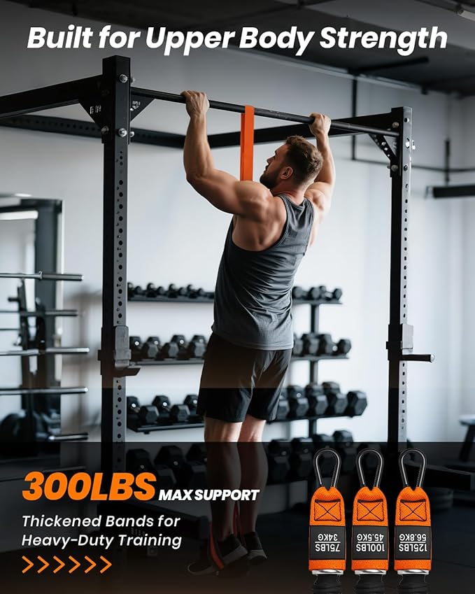 Pull Up Assistance Bands, Adjustable Heavy Duty Resistance Band for Pull Up Bar, Pull Up Assist Bands with Feet Rest for Strength Training, Home Fitness Workout Equipment, Height Adjustable