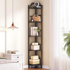 HOOBRO Narrow Corner Shelf Stand, 5-Tier Corner Shelf, 63” Tall Multipurpose Corner Bookshelf, Standing Display Shelf Plant Stand, for Living Room, Study, Kitchen, Black BB100CJ01