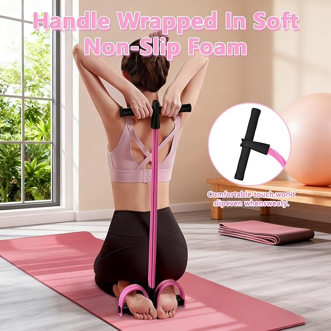 Pedal Resistance Band with Handle, Natural Rubber Foot Resistance Bands with Handles, New 6-Tube Manual Resistance Training Pedal Resistance Foot Pedal para Abdomen, Waist, Hands, Legs.