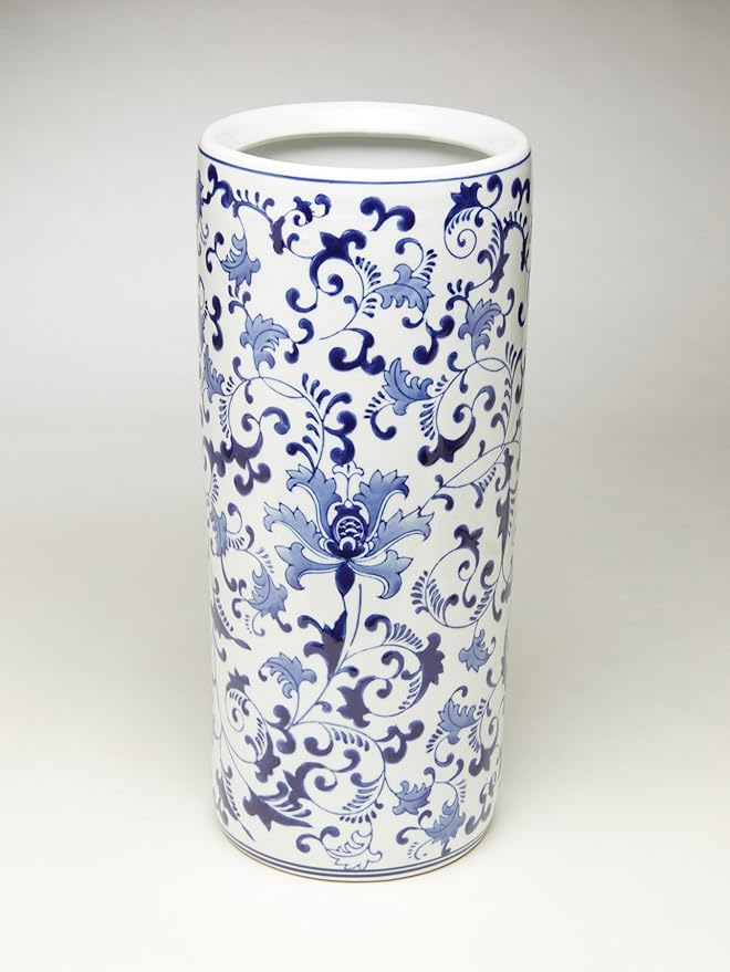Zeckos AA Importing 59799 18 Inch Blue and White Umbrella Stand