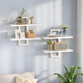HOOBRO Floating Shelves, 15 Inch Wall Shelf Set of 2, Wall Mounted Storage Shelves 2-Tier, Hanging Bathroom Shelves, for Living Room, Bedroom, Bathroom, Kitchen, White WW32BJ01