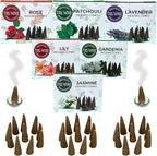 Trumiri Floral Incense Cones - Variety Pack - Total 60 Cone Incense (6 Scents x 10 Conos) - Rose, Lavender, Jasmin, Patchouli, Gardenia, Lily - Cone Incense Scents - Insense Cones - Incent Cone