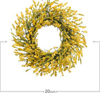 TEMPUS 20 Inch Yellow Flower String for Front Doors Wreath Spring and Summer Wreath for Indoor and Outdoor Decor Rustic and Farmhouse Style Home Decor（Yellow ）