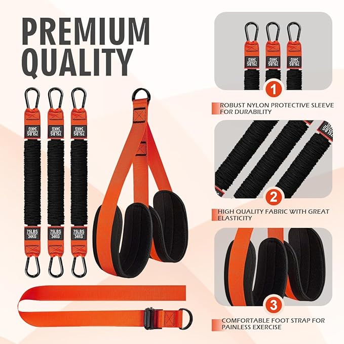 LEEKEY Resistance Bands, Exercise Bands with Handles,Pull Up Assist Bands - Band Set with Door Anchor - Bands for Working Out,Band for Men and Women Fitness Training,Home Workouts