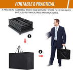 Literature Catalog Rack, Foldable Magazine Brochure Display Stand, Magazine Floor-Standing with Portable Oxford Bag, for Office Store and Exhibition Trade Show (4 Pockets, Black)