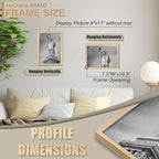 Natural Solid Wood 8x11 Picture Frame, Display 8 x 11 Inch Picture Poster Photo, Vertical & Horizontal Wall Hanging - 2 Pack/Natural/8"x11"
