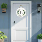 Monogram Letter L Wreaths for Front Door Wreath Wooden Welcome Sign for Front Door Decor Floral Family Last Name Initial House Warming Spring Summer Porch Rustic Wall Home Kitchen Boho Decorations