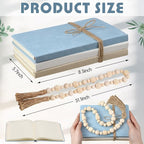Feifeiya 3 Pieces Faux Decorative Books Set for Home Decor Fake Book for Shelves Coffee Table Stacked Linen Covered Display Notebook with Wood Bead Bookend Gift for Living Room(Gray Blue)