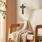 KUXBET Wood Standing Cross 5inch Small Crucifix- Jesus Christ Wall Hanging Cross Crucifix for Table or Wall Home Decoration
