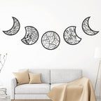 Jetec 5 Pcs Moon Phase Wall Art Decor Wall Pediments Hanging Wooden Phase Spiritual Bedroom Nordic Boho Lunar Aesthetic Art for Living Room Dorm Apartment Ornament(Black,10.6 Inch,Botanical)