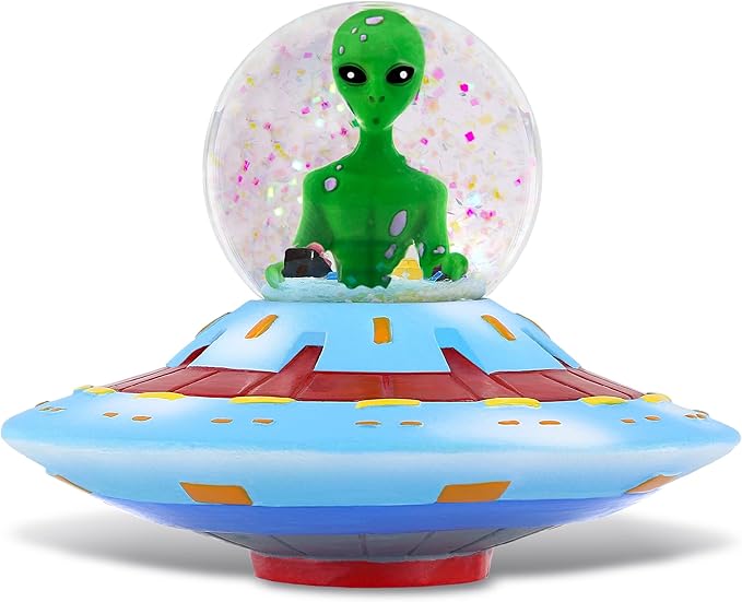 CoTa Global Alien Snow Globe - Magical Rainbow Water Globe Figurine with Sparkling Glitter, Collectible Novelty Ornament for Home Decor, for Birthdays, Christmas, and Valentine - 45mm