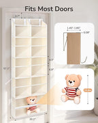 ULG Over the Door Organizer, 5-Tier Hanging Storage with Clear Windows, 19 Pockets for Closet, Pantry, Bathroom & Nursery Doors, Extra Large Storage Space with 4 Hooks, Easy to Install, Beige, 1-Pack