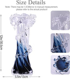 Blue White Clear Wave Vases Gradient, Murano Hand Blown Glass Vase Unique Art Decorative, for Ocean Themed Coastal Home Centerpiece Modern Office Entrance Table Creativity