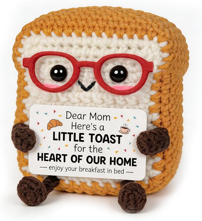 Cute Toast Doll Mother's Day Birthday Gifts for Moms,Mom Gifts from Daughter Son,3.4x2.8x2.2In Mother's Day Mom Toast Crochet Doll