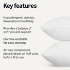 Amazon Basics Square Hypoallergenic Pillow Insert, Sofa Bed Couch Decorative Stuffer, 20", 2 Pack
