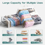 10PACK Clear Zippered Storage Bags for Clothes, 22L Closet Organizers Bag, and Blanket Storage Bags for Bedding, Linen, Blankets, Comforters, Clothing & Toys (White)