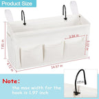 Loghot Bedside Caddy/Bedside Storage Bag Hanging Organizer for Bunk and Hospital Beds,Dorm Rooms Bed Rails,Can be Placed Glasses,Books,Mobile Phones,Keys (New White)