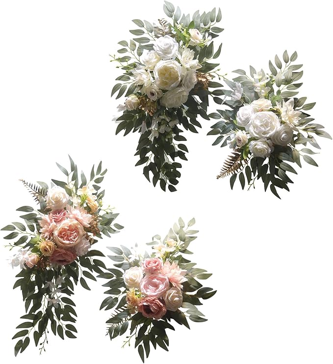 2Pieces Wedding Decorative Swag Artificial Flower Swag Ceremony Sign for Indoor and Outdoor Use Decorations