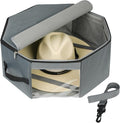Hat Box for Travel & Home Closet Storage, Side Reinforced Octagonal Case, Crush-proof, Dust-proof for Cowboy, Panama & Fedora Hats, Grey