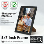 Lyeasw 5x7 Picture Frames Black 12 Pack, Matted Wood Grain Lightweight 5 x 7 Photo Frames for Wall Collage and Desk & Home Decor, with Horizontal or Vertical Placement.