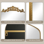 40"x30" Gold Large Antique Mirror, Vintage Baroque Mirror with Ornate Beaded Frame for Home Decor - Living Room, Entryway, Bathroom, Fireplace