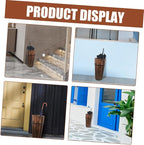MAGICLULU Handmade Carbonized Wood Stand Modern Umbrella Stand Storage Tube for Umbrellas Walking Sticks and Decorative Fans Indoor Outdoor