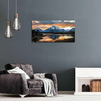 Grand Teton Mountain Wall Art National Park Posters Sunset Oxbow Bend Scenery Wall Picture Snake River Landscape Wall Art Nature Wyoming Painting Artwork for Living Room Bedroom Home Decoration 24x48"