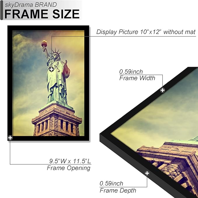 100% Solid Wood 10x12 Picture Frame, Black Frame for 10 x 12 Inch Picture Poster Photo, Light Weight 10 by 12 HQ Matte Black Frame for Wall - 1 Pack/Black/10 x12
