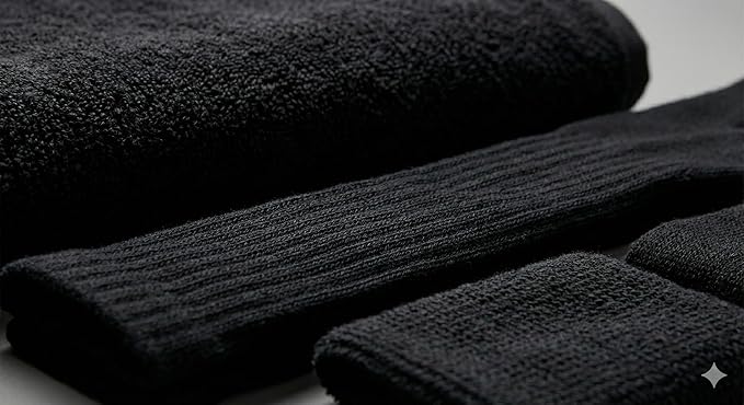 Personalized Women's Fitness Starter Pack, Black Rayon Bamboo Towel with Breathable Socks and Stretch Wristband, Soft Workout and Yoga Set