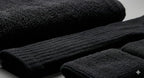 Personalized Women's Fitness Starter Pack, Black Rayon Bamboo Towel with Breathable Socks and Stretch Wristband, Soft Workout and Yoga Set