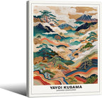 Vintage Yayoi Kusama Grasslands Posters Japanese Wall Art Yayoi Kusama Abstract Landscape Canvas Print for Stylish Room Bedroom Living Room Gallery Decor 11x14in Framed