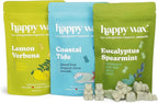 Happy Wax Best Sellers Collection: Natural, Non-Toxic Scented Soy Wax Melts – Total 6oz Variety Pack: Lemon Verbena, Coastal Tide, Eucalyptus Spearmint