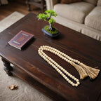 Tassels with Wood Beads 84 Large, Rustic Farmhouse Charm Stack Faux Decorative Accents, Fireplaces Shelves Coffee Tables for, 55 In-59 in (140 Cm-150 Cm) Home Decoration