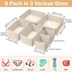 24 Set Fabric Dresser Drawer Organizer Bins Dividers for Clothes – Nursery Home Bins Fabric Foldable Closet Clothing Wardrobe Storage Box Container Basket for Bras Socks Underwear(Beige)