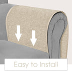 Joywell Beige Remote Control Holder Recliner Armchair Caddy Couch Caddy Sofa Armrest Organizer Linen Fabric Tan Taupe Sofa Arm Chair Caddie with 6 Pocket Storage for Magazine, Tablet, Phone, iPad